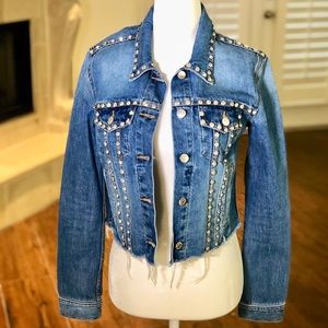Veronica Beard  embellished frayed jean jacket
